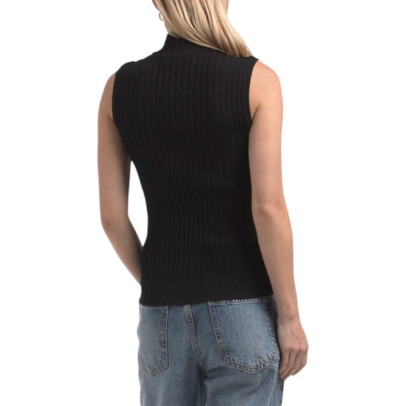 RAFIANA Ribbed Sleeveless Turtleneck Sweater - Picture 3 of 4